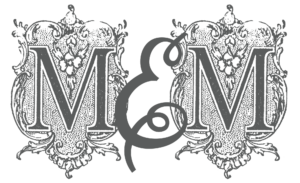 Antique lettering that spells "M&M"