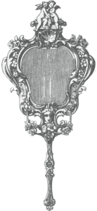 antique engraving of handheld mirror